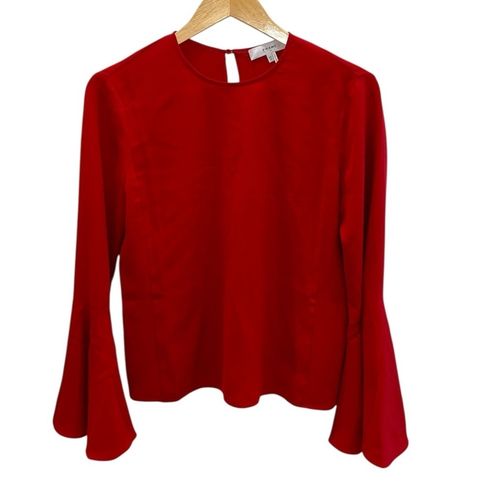 NEW FRAME Bell Sleeve Top Red - Picture 3 of 4